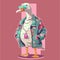 Anthropomorphic cool goose.Kawaii aesthetic, cottage-punk style, eccentric and candid, funny