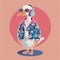 Anthropomorphic cool goose.Kawaii aesthetic, cottage-punk style, eccentric and candid, funny