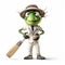 Anthropomorphic Cricket: Realistic Sports Garb And Friendly Character