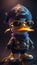 Anthropomorphic cute and adorable charming smiling pirate duck wearing glasses and Chuck Taylor sneakers, AI Generative