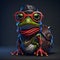 Anthropomorphic cute and adorable charming smiling pirate frog wearing glasses. Generate Ai.