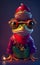 Anthropomorphic cute and adorable charming smiling pirate frog wearing glasses. Generate Ai.