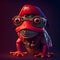 Anthropomorphic cute and adorable charming smiling pirate frog wearing glasses. Generate Ai.