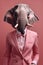 an anthropomorphic elephant dressed in a suit and tie, an elderly executive and seasoned businessman, Inspires Resilience and