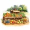 Anthropomorphic farm-to-table concept with vibrant produce