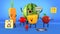 Anthropomorphic fruits and vegetables humorous protest against vegans