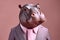 Anthropomorphic hippo corporate manager dressed. Generate ai