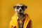 Anthropomorphic humanized meerkat wearing glasses