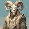 Anthropomorphic Ivory Goat God - Baroque Sci-fi Illustration