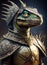 anthropomorphic lizard in a medieval armor, fantasy scenery, fantasy warrior