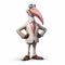 Anthropomorphic Pelican: A Satirical Cartoon Character In Photorealistic Rendering