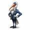 Anthropomorphic Pelican In Suit: A Distinctive And Elite Cartoon Character