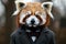 Anthropomorphic red panda dressed suit. Generate Ai