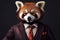 Anthropomorphic red panda dressed suit style. Generate Ai