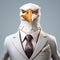 Anthropomorphic Seagull In Suit: Hyperrealistic 3d Character Art