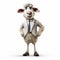 Anthropomorphic Sheep In Business Suit: Hiperrealistic Cartoon Art