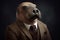 Anthropomorphic walrus wearing business manager suit. Generate ai