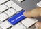 Anti-Adware - Inscription on Blue Keyboard Key