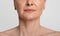 Anti-Aging Skincare. Cropped portrait of middle-aged woman with beautiful skin