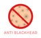 Anti Blackheads. Sign of Prohibition and Black Dots on Human Skin. Isolated Symbol of Problem Skin. Zoom. Color Realistic style.