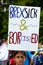 Anti-Brexit campaigner with poster sign at the March For Change protest demonstration.