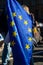 Anti Brexit Protester Carries a European Union Flag at a Pro EU March in Scotland