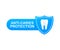 Anti-caries protection. Teeth with shield icon design. Dental care concept. Healthy Teeth. Human Teeth. Vector illustration.