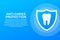 Anti-caries protection. Teeth with shield icon design. Dental care concept. Healthy Teeth. Human Teeth. Vector illustration.