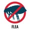 Anti-flea emblem of red and blue colours vector illustration