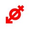 Anti gender, antisexuality symbol, red icon. Concept movement of fighters for genderless relationship on white background.