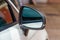 anti-glare rearview mirror on white car, safe driving, car mirrors adjustment