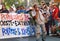 Anti-government demonstration on streets of Madrid, Spain