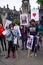 Anti knife crime campaigners from Operation Shutdown protesting outside the gates of Parliament