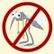 Anti mosquito sign with a funny cartoon mosquito