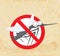 Anti mosquito sign with a funny cartoon mosquito.