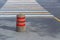 Anti-Parking concrete column with three red stripes