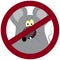 Anti pest sign with a funny cartoon rat. .