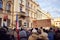 Anti-vaccine demonstration or protest at Pernstyn Square in Pardubice, Czech Republic