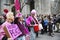 Anti-war `Code Pink` demonstrators taking part in the Easter Parade on 5th avenue in New York City