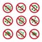 Antibacterial icons with germ. Bacteria kill vector symbol. Control infection signs