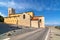 Antibes Cathedral and road along the sea in France