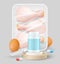 Antibiotic pharma chicken and eggs flat vector