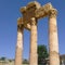 Antic marble columns and capital remnant in Baalbeck, Lebanon