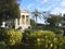 Antic monument in garden, La Valleta city old center, Malta