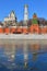 Anticipation of spring. Kremlin Cathedrals, Ivan Great Bell Tower and reflection in Moscow river