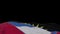 Antigua and Barbada fabric flag waving on the wind loop. Antigua and Barbada embroidery stiched cloth banner swaying on the breeze