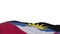 Antigua and Barbada fabric flag waving on the wind loop. Antigua and Barbada embroidery stiched cloth banner swaying on the breeze