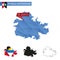 Antigua and Barbuda blue Low Poly map with capital St. John`s