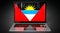 Antigua and Barbuda - country flag and binary code on laptop screen