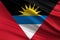 Antigua and Barbuda flag with fabric texture, official colors, 3D illustration
